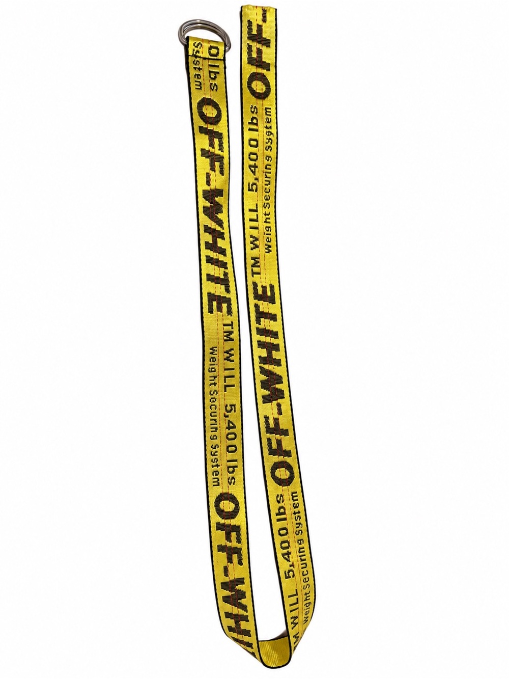 Off-White Yellow Industrial Strap Lanyard with Metal Ring